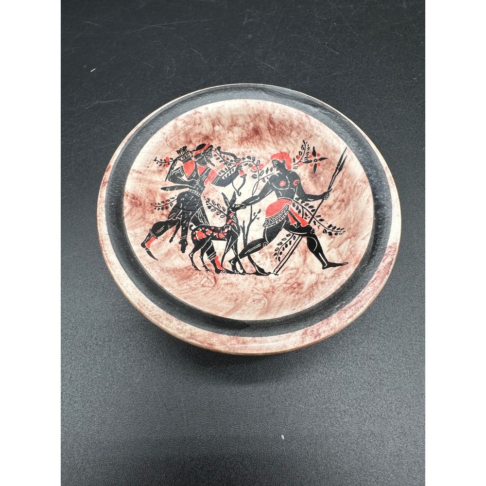 Greek Mythology Artemis Apollo Small Bowl Terracotta Pottery Red Black Figure 3"
